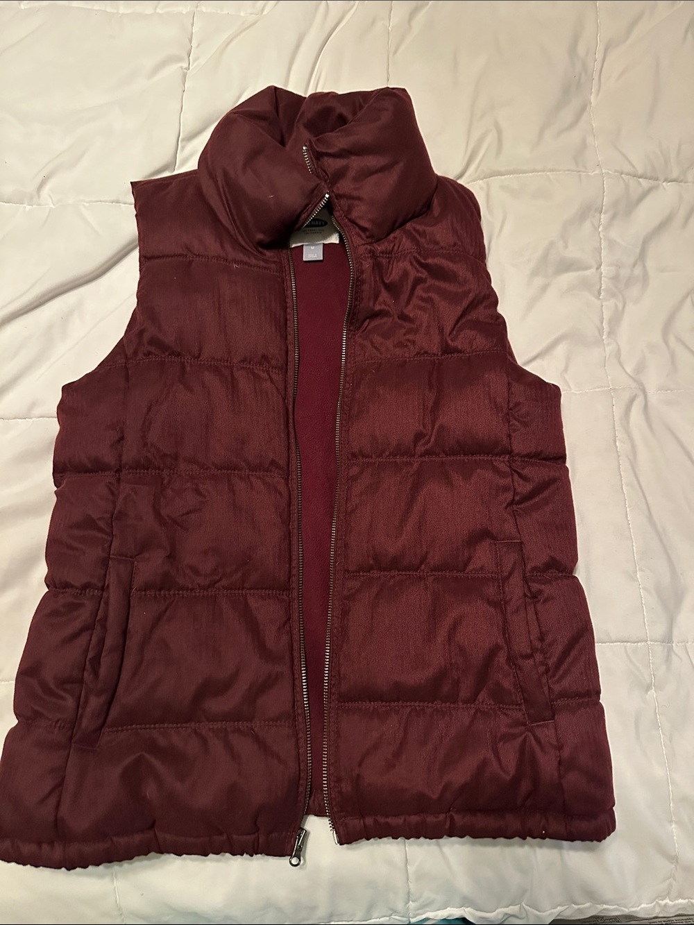 Old Navy Quilted Wine Sleeveless Puffer Vest